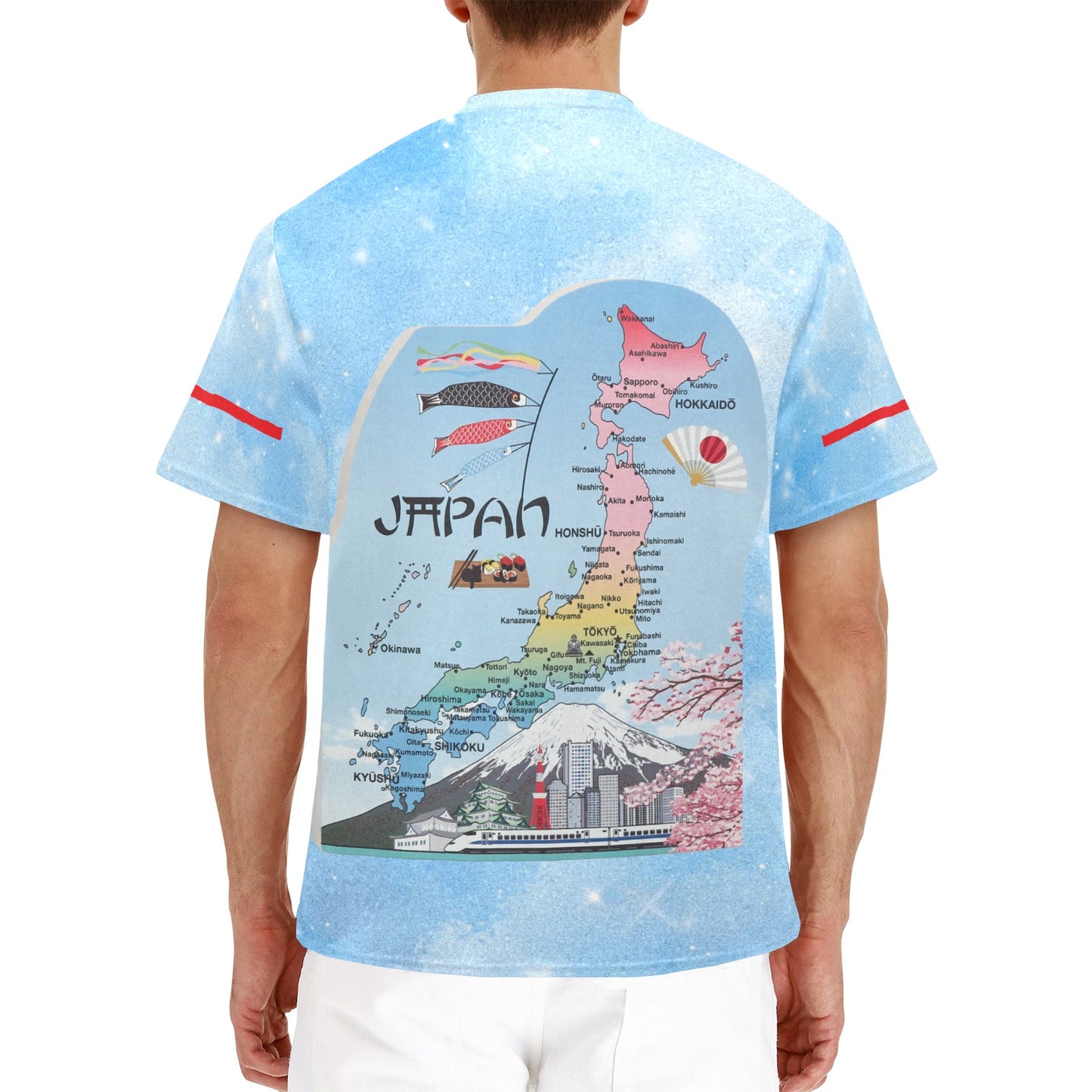 CWS ToriGami Streetwear Japan コージーウィンターストアより Japan Map Men's Henley T-Shirt T75