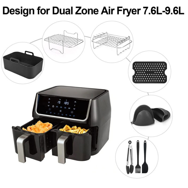 Airfryer Zubehör Rechteckiges Set Doppeltopf Grill