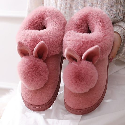 CozyPaws: Warm, fluffy cotton slippers with rabbit fur for a cute winter look.