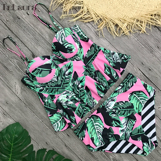 Sexy Bikini Swimwear Women Push Up Swimsuit High Waisted Bathing Suit Floral Biquini Two Piece Bikinis Tankini Beachwear