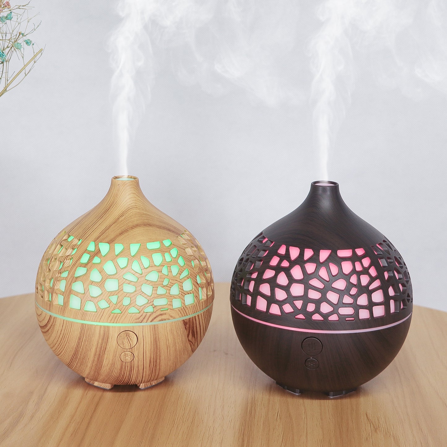 New 5V Hollow Wood Grain Humidifier 180ml USB Desktop Aroma Diffuser