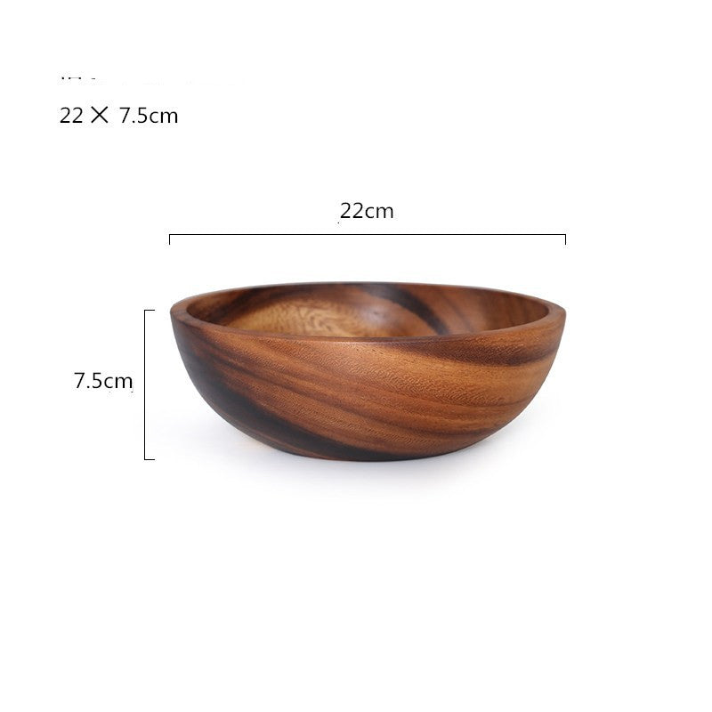 Wooden Rice And Noodle Fruit Salad Bowl