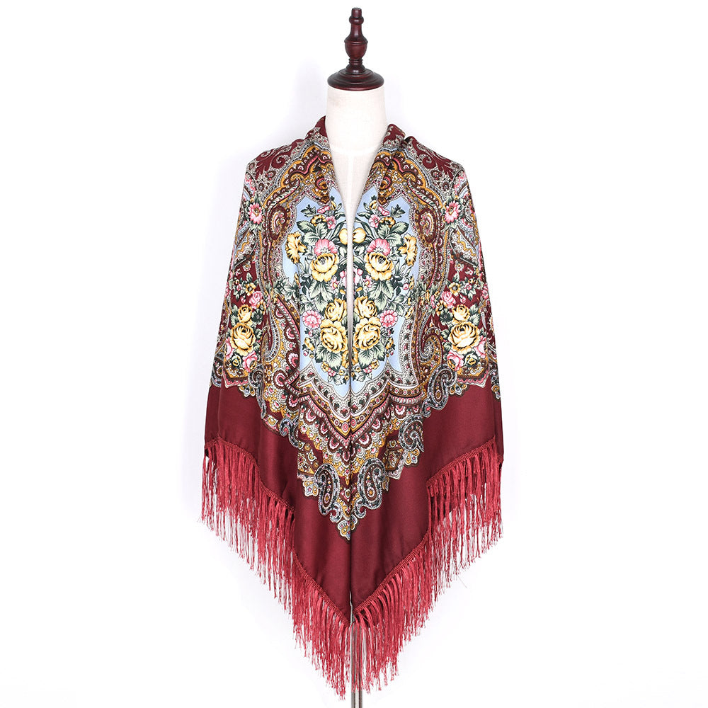 Vintage Twill Tassel Ethnic Style Shawl