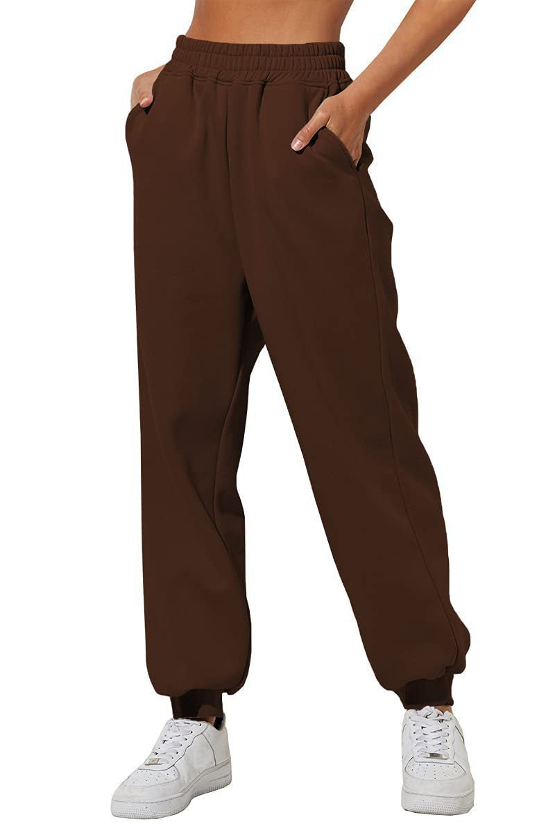 Comfort Chic: Women's High Waist Loose Track Pants - Casual Jogger with Belt Pocket