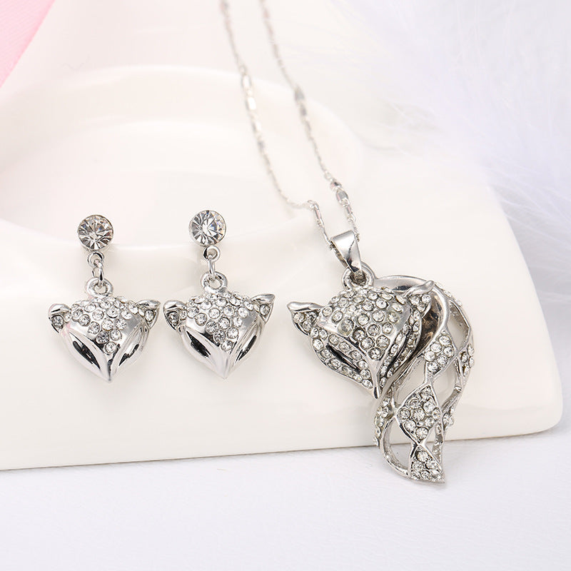 Fox necklace earring set