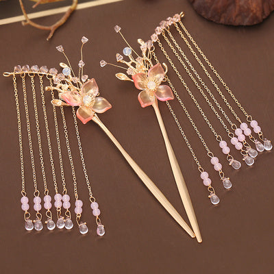 Women's Ancient Style Fairy Gas Plate Flower Hair Accessories Tassel Hairpin