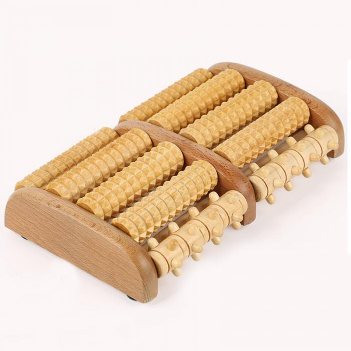 Neu Dual Holz Fuß Massager Roller Lindert Plantarfasziitis Ferse Bogen Schmerzen Stress Relief