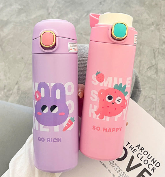 Candy Color Cute Student Cartoon Thermal Mug Children Baby Drinking Water Straight Drink Cup