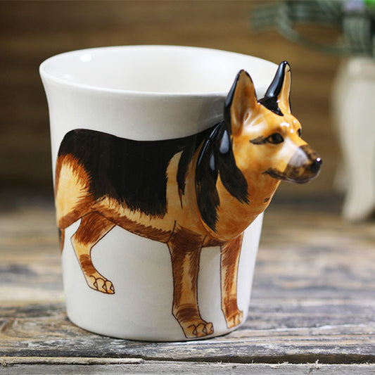 Thailändische handbemalte Tiertasse, Deutscher Schäferhund, Keramiktasse