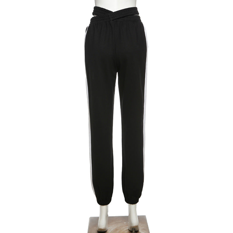 Contrasting Color Loose Fashion Casual All-match Sports Trousers Women