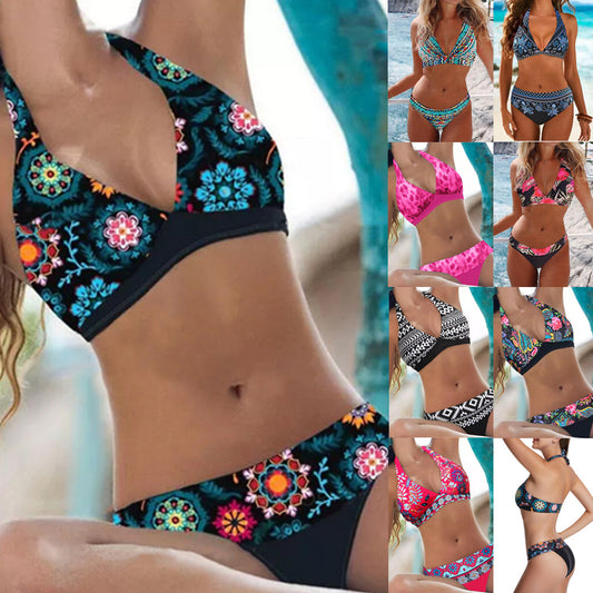 Multi-color Ethnic Printing New Split Bikini