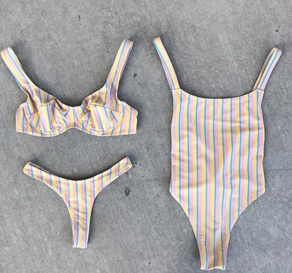 Striped print bikini women