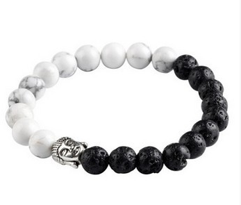 AliExpress explosionen Europa und die Vereinigten Staaten mode lava rock naturstein Buddha kopf Goldene Buddha männer und frauen armband großhandel