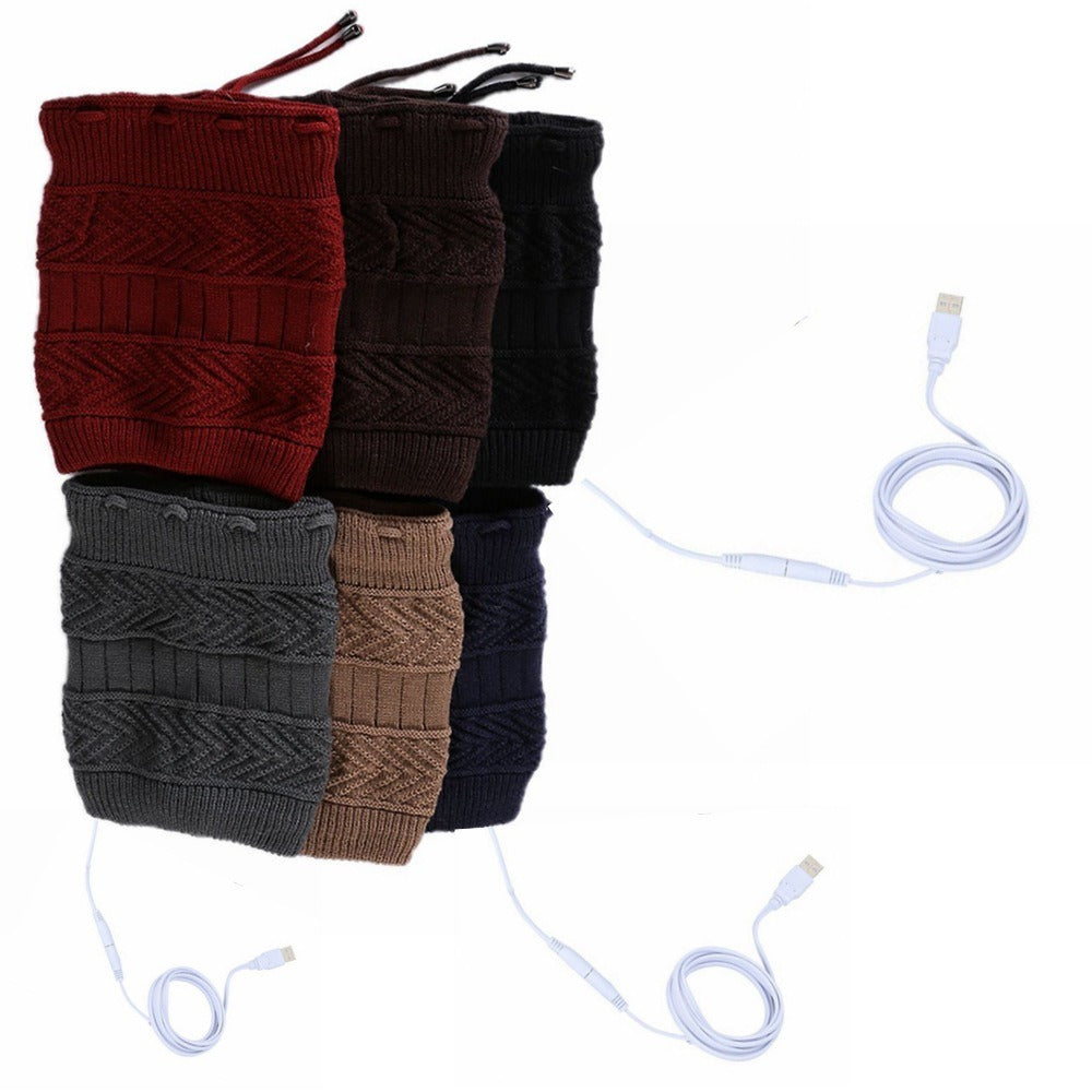 USB Electric Heating Warm Heating Hat Outdoor Knitted Hat Bib Two Autumn And Winter Heating Hat Bib