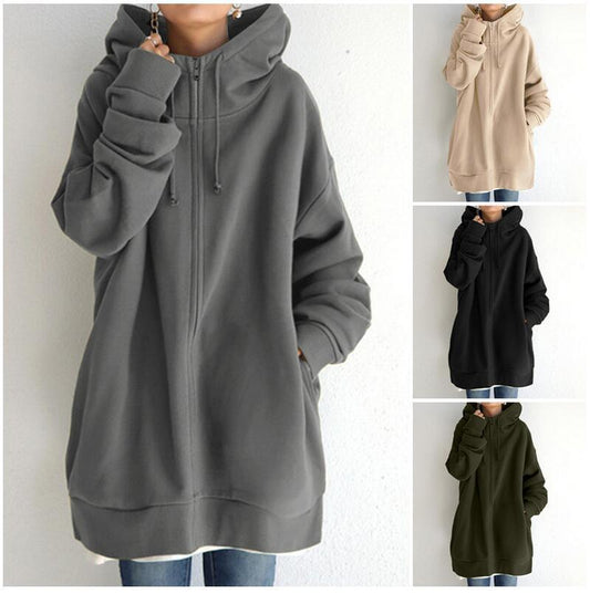 ZipEase: Women's zip hoodie for casual and comfortable style.