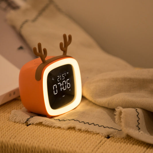 Rechargeable Alarm Clock Night Light Digital Electronic Clock With Temperature Display For Children Desk Clock