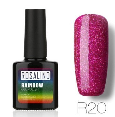 Nail free, long-lasting, non-toxic, nail polish, ROSALIND phototherapy glue, star studded rainbow system.