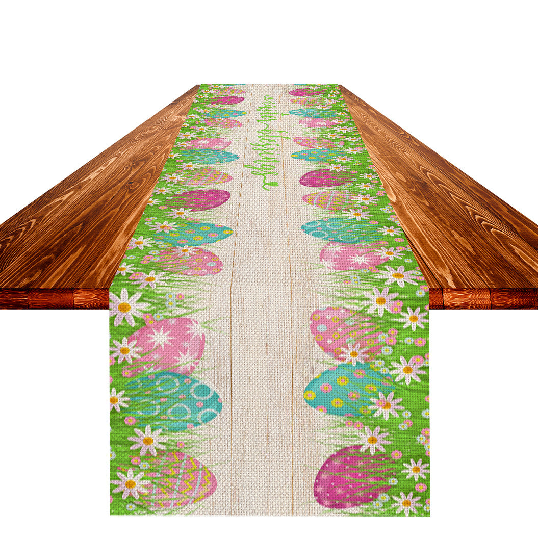 Easter Table Flag Linen Strong Durable Tablecloth Oil And Stain Proof