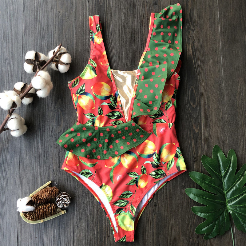 One-piece swimsuit bikini ruffle swimsuit