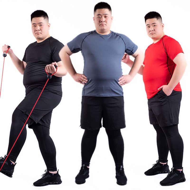 Male fat man high elastic quick-drying clothes plus size fitness suit