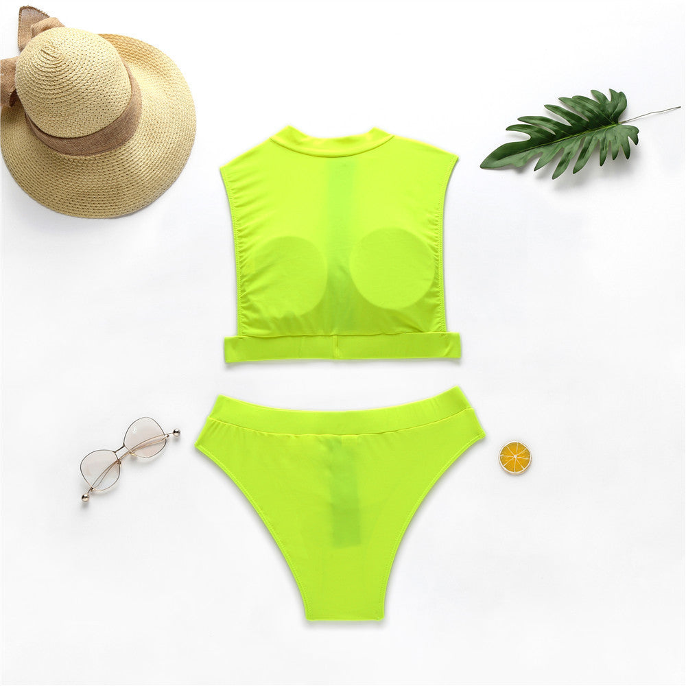 New Swimsuit Fluorescent Swimsuit Solid Bikini