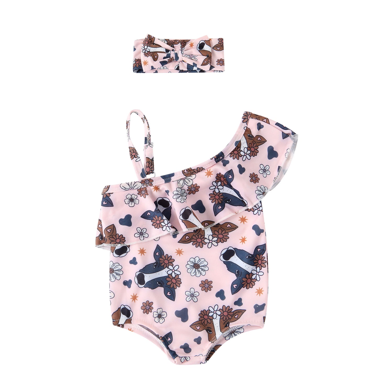 Silky Soft Fabric Lace-up Baby Swimsuit