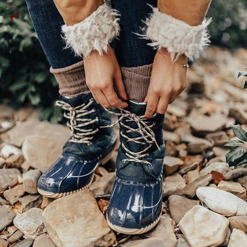 European and American round head large size boots