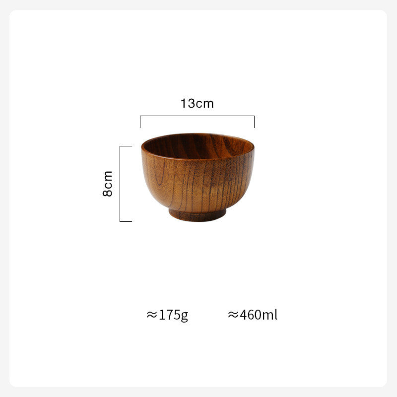 Holzschüssel im japanischen Stil, Holz-Reissuppenschüssel, Salatschüssel, Lebensmittelbehälter, große kleine Schüssel für Kinder, Geschirr, Holzutensilien