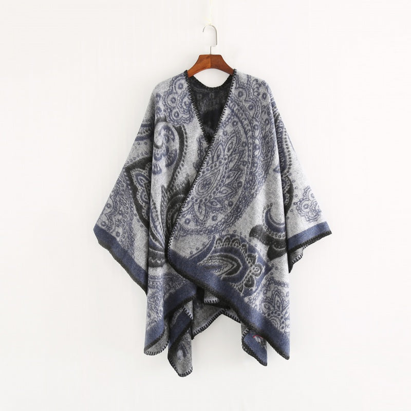 Faux Cashmere Split Shawl