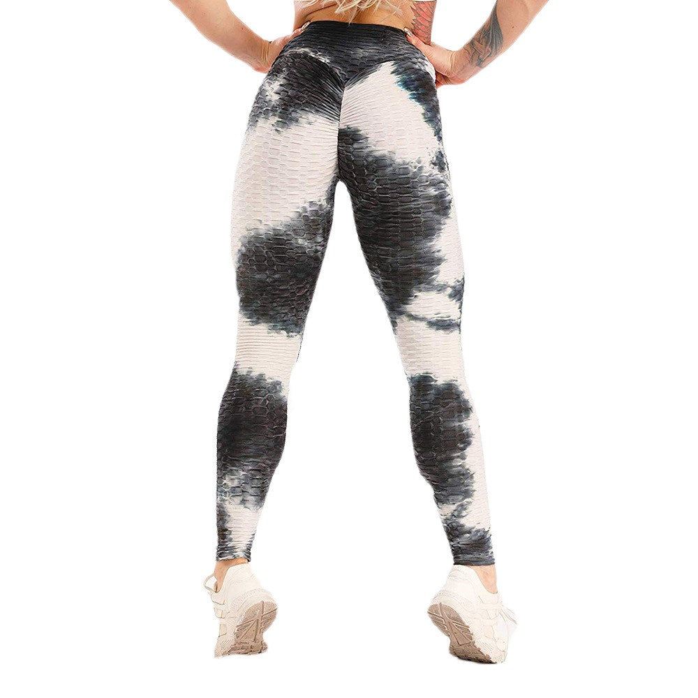 High waist hip tight tie-dye track pants