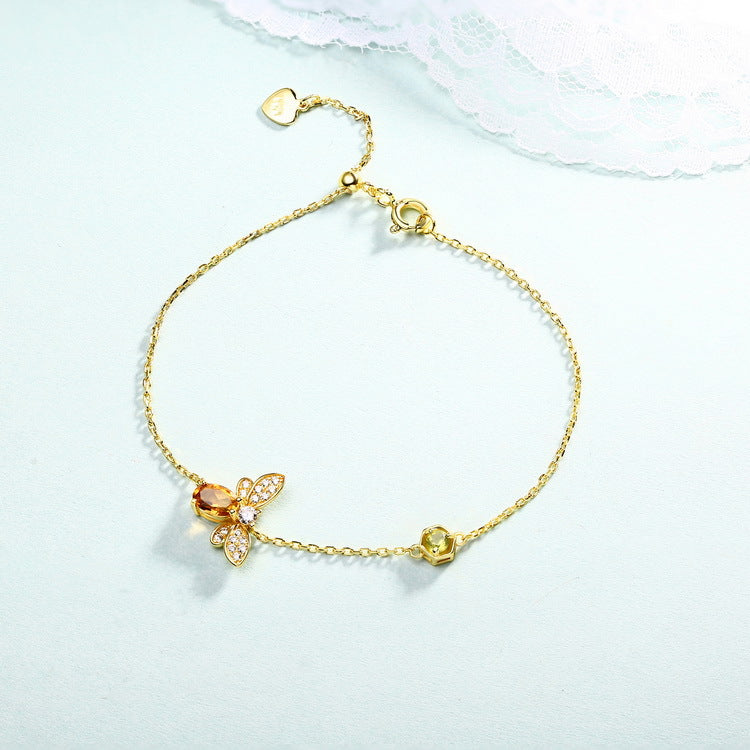 Citrine Bee Silver Bracelet