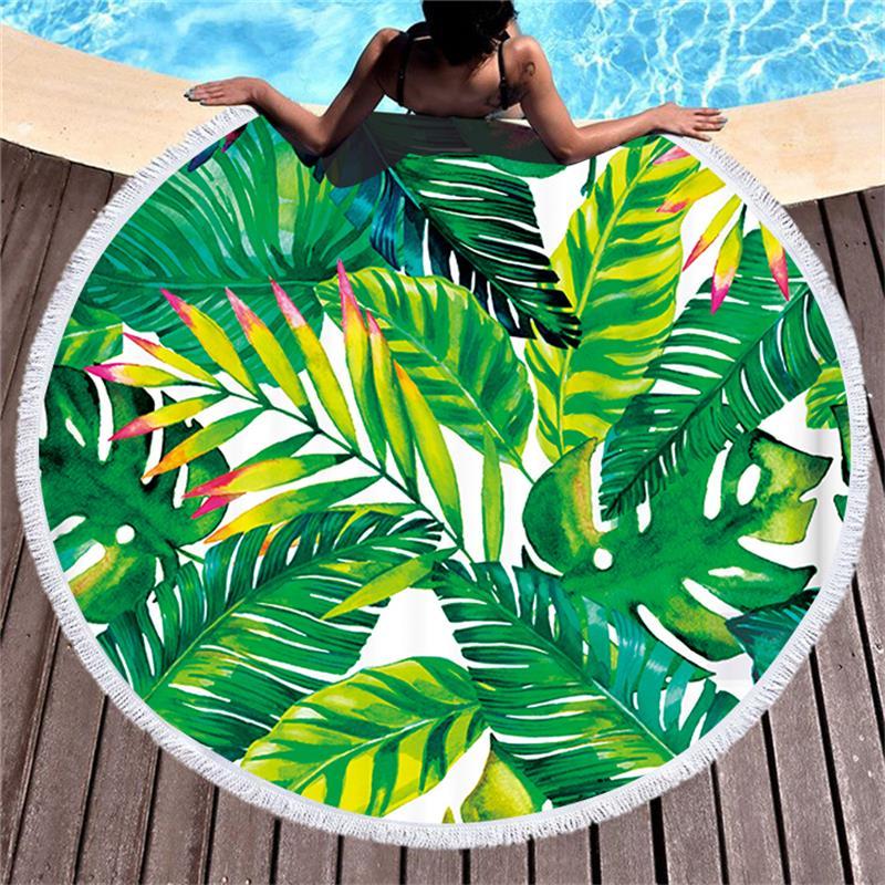 Round printed beach towel