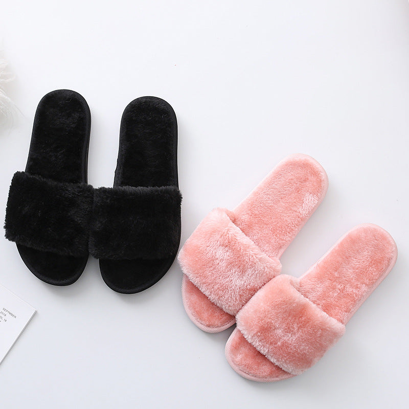 PlushEase: Solid color plush slippers for simple and cozy comfort.