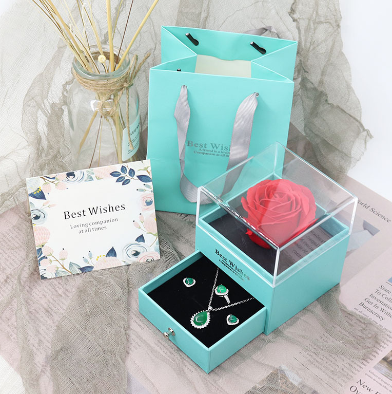 Eternal flower gift box Earring Necklace Pendant box couple ring box