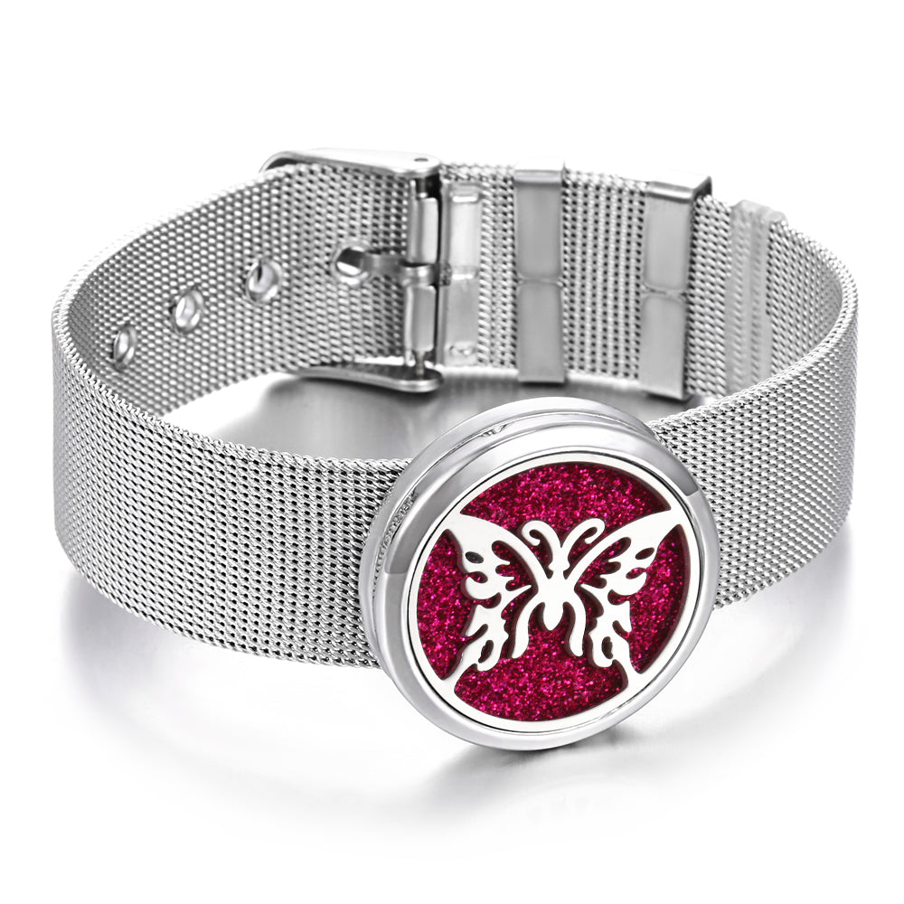 Essence Elysium: Aromatherapie-Armband und Parfümdiffusor aus Edelstahl.