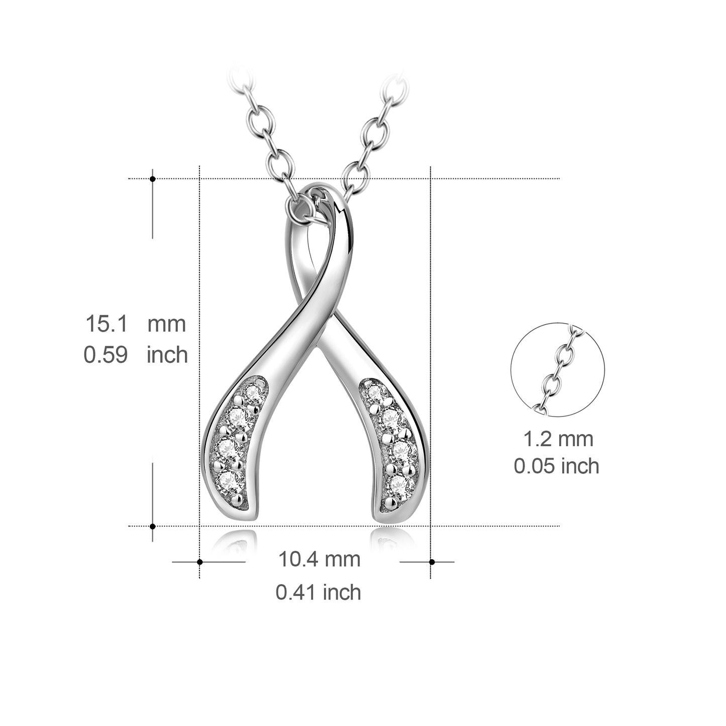 Halskette mit Wishbone-Anhänger aus Sterlingsilber