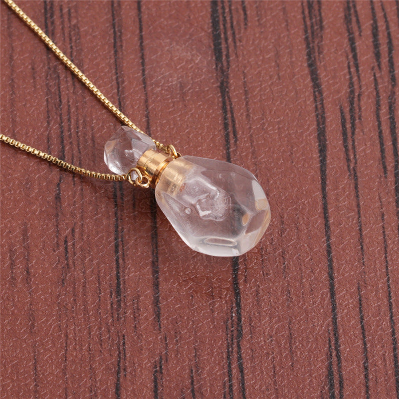 Essence Elysium: Semi Precious Stone Perfume Bottle Necklace.