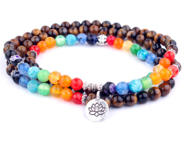 AliExpress Explosion 108 Naturstein Rosenkranz Armband Legierung 3D Lotus Lebensbaum Fußkettchen Yoga Mala Halskette