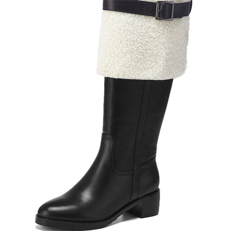 Women's wool lapel two wear high boots