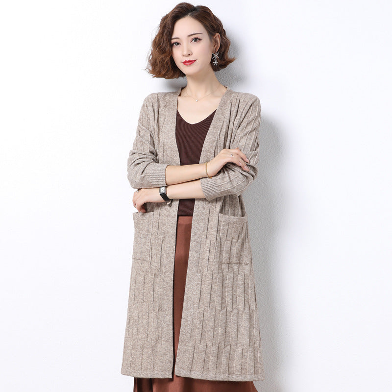 Sweater shawl solid color coat