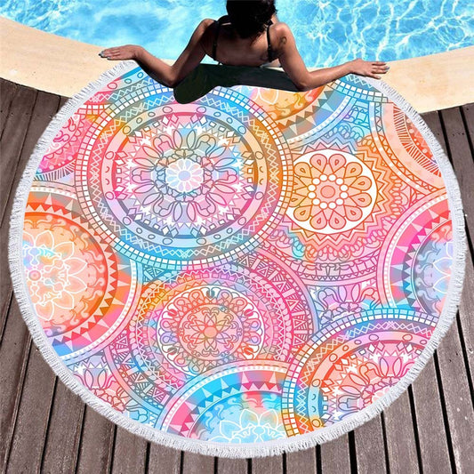 Circular macharo beach towel microfiber digital printing beach towel