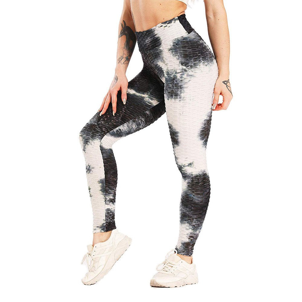 High waist hip tight tie-dye track pants