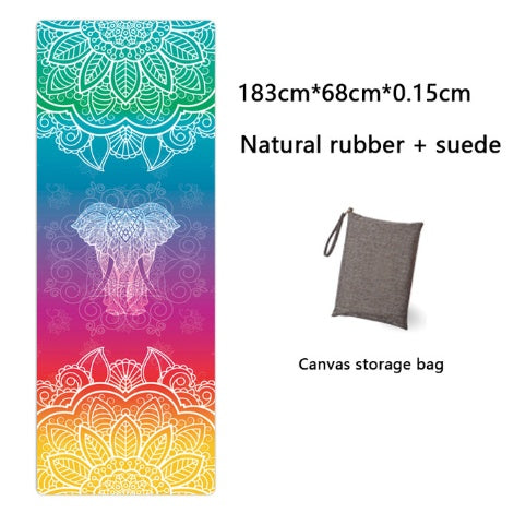 Natural Rubber Suede Yoga Mat Printed Folding