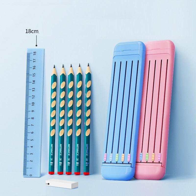 Ruler Pencil Eraser 4-Piece Stationery Box School Supplies