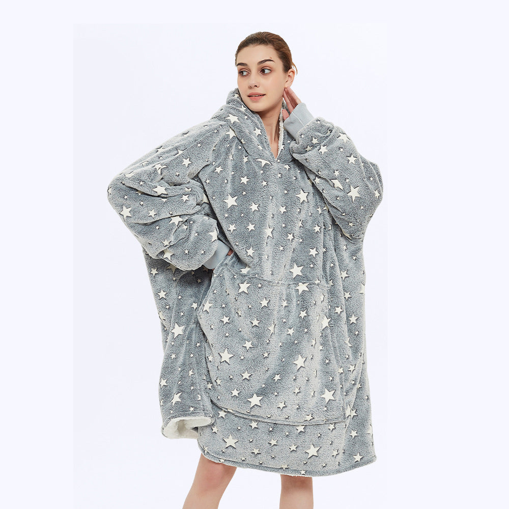 Doppellagiger Lazy Blanket Pullover Flanell Kapuzenpullover Doppellagiger Pullover Damen