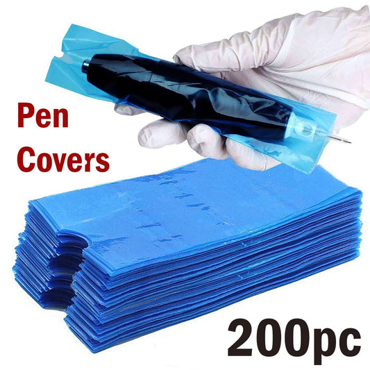 200PCS Einweg Tattoo Maschine Stift Clip Cord Ärmeln Versorgung Abdeckung Kunststoff Taschen