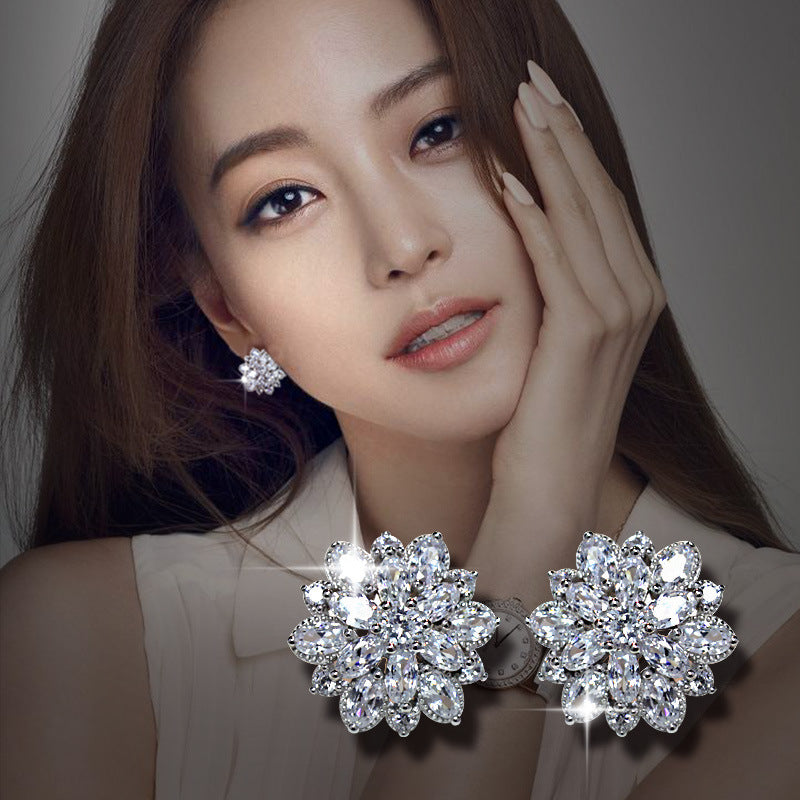 S925 reine Tremella nagel Blume Ohrringe Koreanische temperament sterling silber schmuck hypoallergen Ohrringe