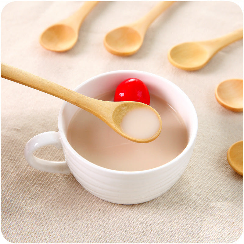 Long-handled Small Wooden Spoon - Ideal for Creative Home Use, Perfect for Tea, Soup, and Serving Spoons