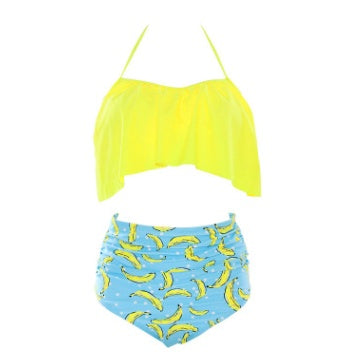 new bikini European and American sexy high waist split swimsuit digital printing bikini swimsuit