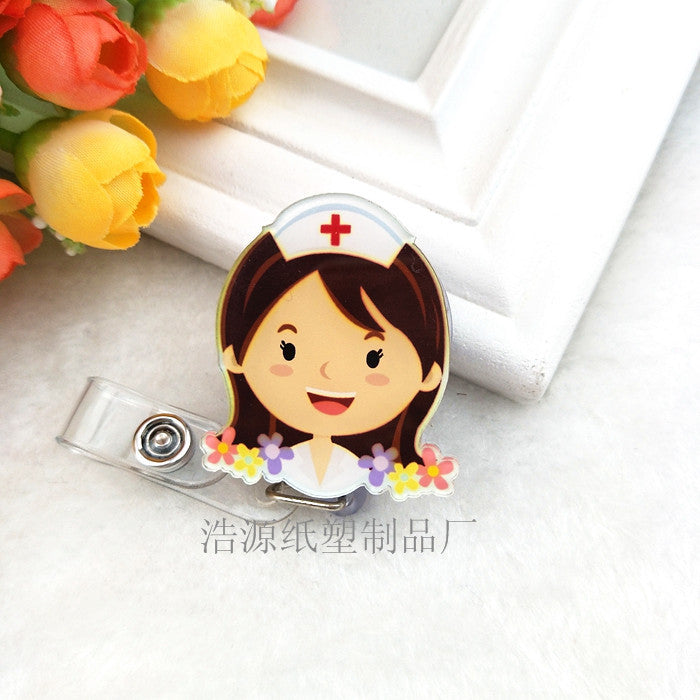 Fashion Cartoon Can Buckle Work Nurse Certificate Pull Peels Chest Card Clip Certificate Retractable Buckle Name Tag